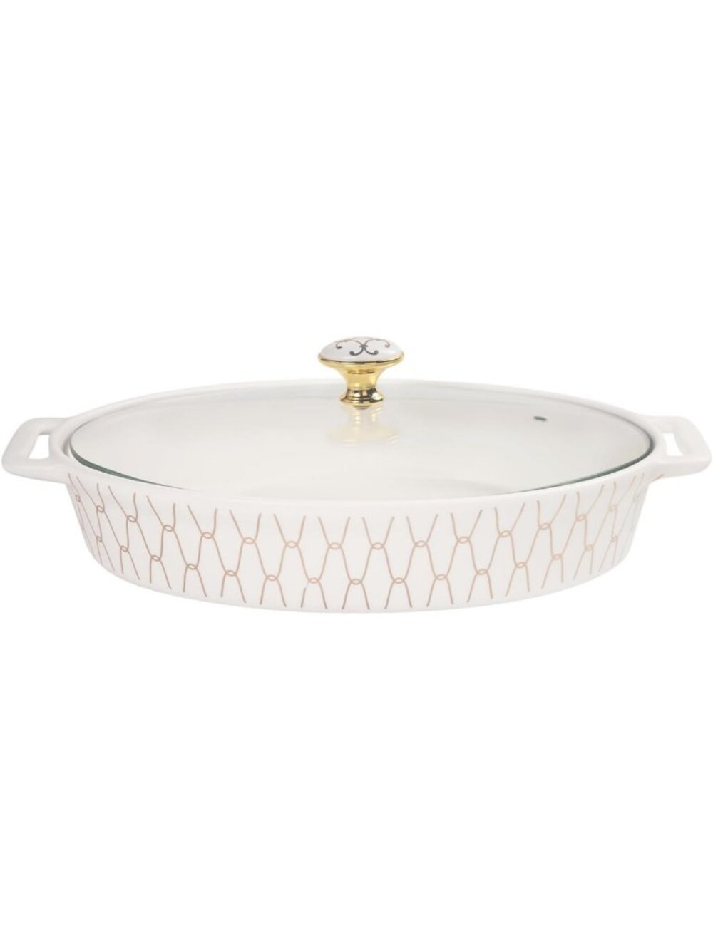 12” Ceramic Oval Casserole Dish with Glass Lid - 1.7 QT Soup Tureen & Buffet